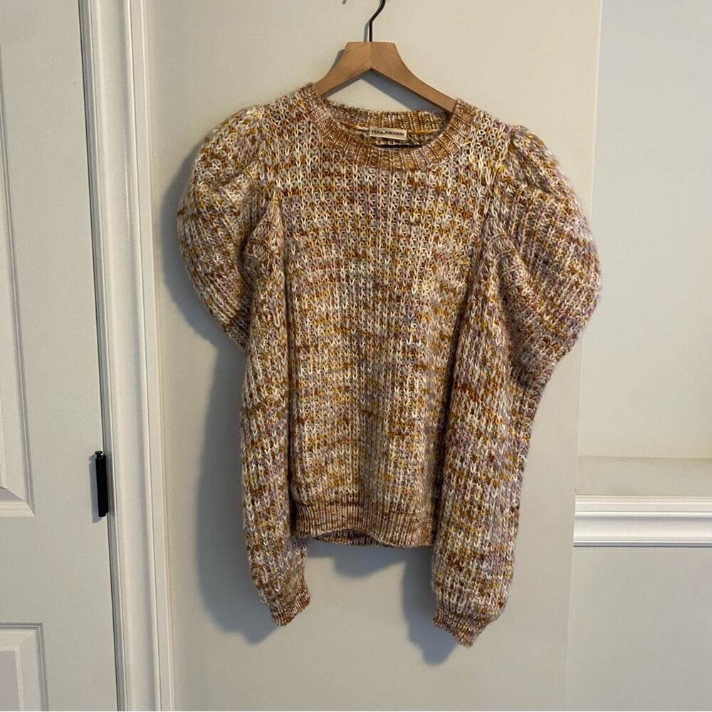 NWT Ulla Johnson Marled Wool Puff Sleeve Handmade Sweater M/L - Picture 6 of 16